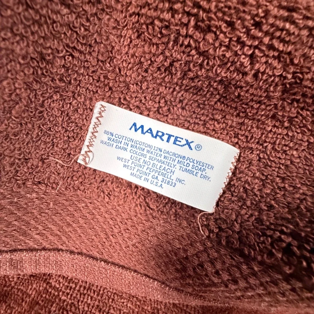 Martex Owl Bath Hand Towel Washcloth Set Brown‎ Vintage Embroidered 3 Piece MCM